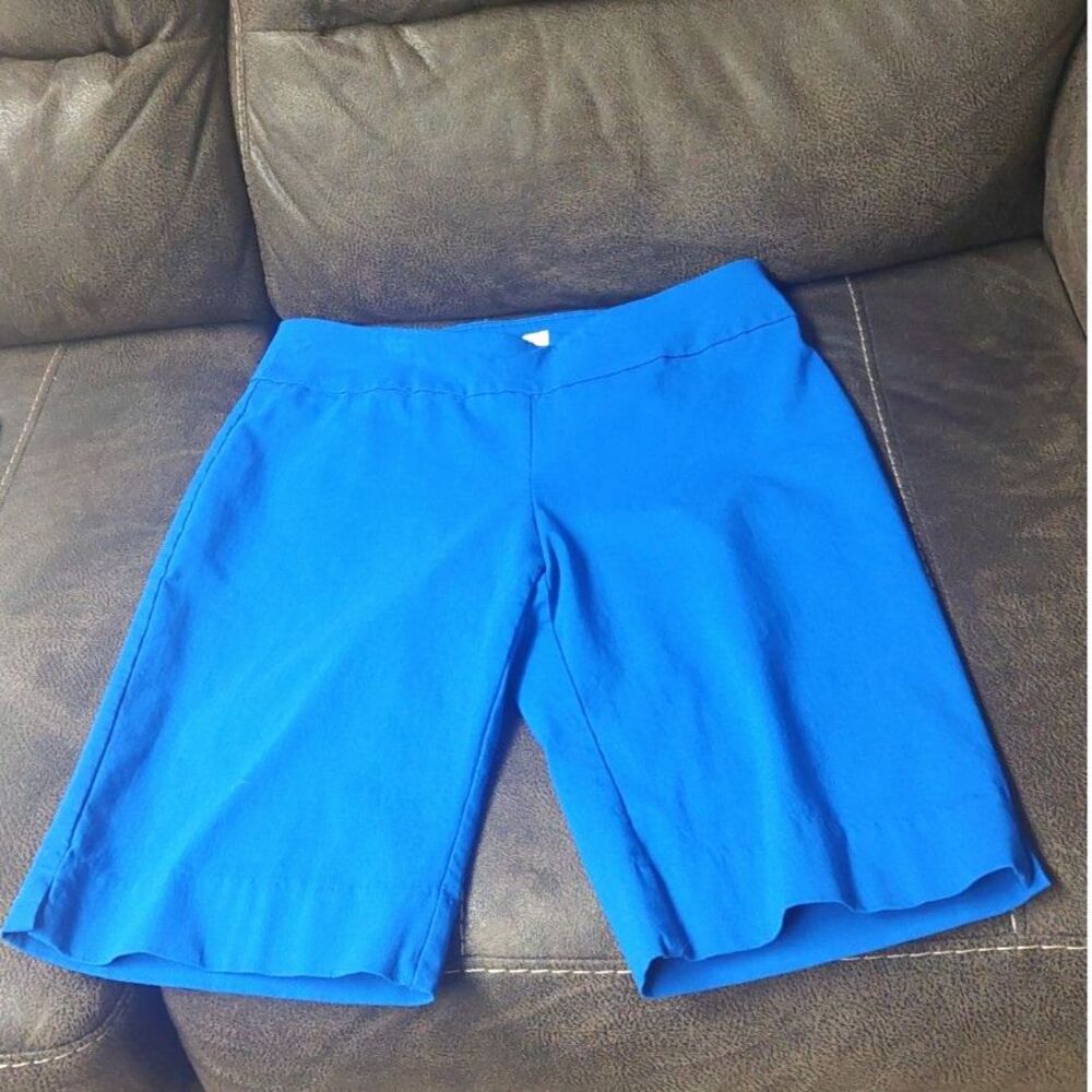 Zac & Rachel Millennium Pull On Bermuda Shorts Womens 8 Blue Stretch Knee Length